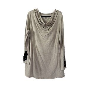 Soma Love Lounge Luxe Soft Cowl Neck Tunic L Embroidered Sleeve Granny Boho Top